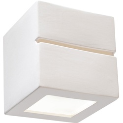 Wandlampe Keramik weiß E27 Wandleuchte Innen Oben und Unten Treppenhaus Lampe Wand, Leuchte bemalbar, 1x E27, LxH 15x15 cm