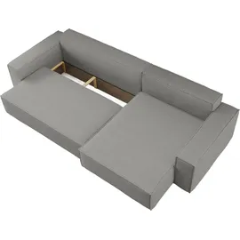 kaiser möbel Ecksofa mit schlaffunktion und bettkasten, Eckcouch BEST XL stoff Quelle Grau Rechts - Grau