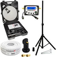 PremiumX Camping Satelliten-Anlage mobile Antenne im Koffer Single LNB