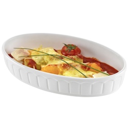 Hendi Rustica Ofenform, Porzellan, 4 x 13 x 22 cm, sehr widerstandsfähig gegen Stöße und Temperaturschwankungen, geschirrspülergeeignet, oval, weiß
