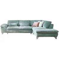 YoungLife Wohnlandschaft CHATELET aqua - Armteil fest - Stellmaß 306 x 197 cm - Cord - Stoffbezug - Rücken echt bezogen - ohne Kopfstützen - ohne Zierkissen - ohne Armteilverstellung