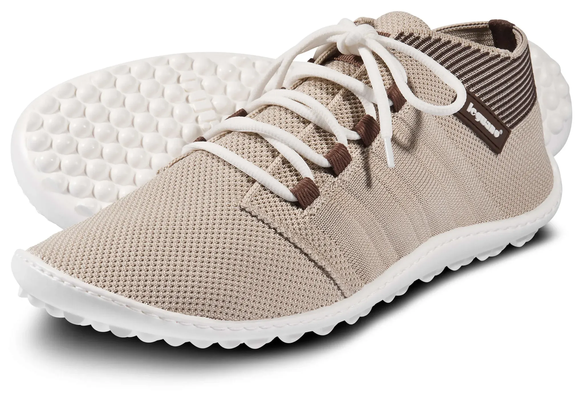 Barfußschuh LEGUANO "BEAT", Damen, Gr. 38, beige, Textil, sportlich, Schuhe, Freizeitschuh, Halbschuh, Schnürschuh für Maschinenwäsche geeignet