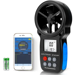 Digitaler Windmesser mit APP, Bluetooth-Flügelrad für HVAC Vent, Luftgeschwindigkeit und -volumen