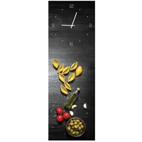 levandeo Wanduhr aus Glas 20x60cm Uhr als Glasbild Pasta Italienische Küche Nudeln Deko