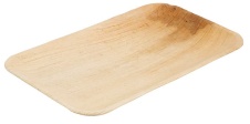 Greenbox Palmblatt Teller, rechteckig, aus Palmblatt, stapelbar, Nachhaltiges Naturprodukt mit individueller Maserung, 1 Packung = 25 Stück, Maße (L x B): 25 x 15 cm