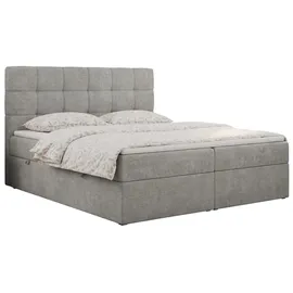 MKS Meble Boxspringbett mit Matratze, Bett mit Multipocket - Matratze und Topper Polsterbett mit Bettkasten und Kopfteil, ERNI ... - Hellgrau,