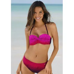 Bügel-Bandeau-Bikini LASCANA, Damen, Gr. 44, Cup C, rot, Polyamid, bedruckt, Farbverlauf, Bikini-Sets, mit Farbverlauf