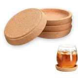 Korkuntersetzer Rund mit Rand, Absorbierende & HitzebestäNdige Kork Untersetzer zum Tischoberfläche Schutz, Korkuntersetzer Rund 10 cm Durchmesser, Untersetzer Kork für die Meisten Tassen (4er Set)