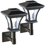 Lunartec 2er-Set Solar-LED-Wandleuchten WL-345, 45 Lumen, 0,3 Watt