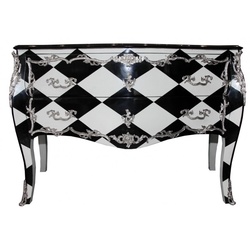 Casa Padrino Barock Kommode Karo Design 130cm - Unikat- Antik Look