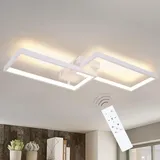 ZMH LED Deckenleuchte Weiß Wohnzimmer Dimmbar mit Fernbedienung Metall 40W für Schlafzimmer Esszimmer Wohnzimmer Arbeitszimmer Flur - Weiß