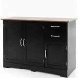 COSTWAY Sideboard, Küchenschrank mit Arbeitsplatte 100 x 40 cm, Buffetschrank mit Türen & Schubladen & Verstellbaren Regalen