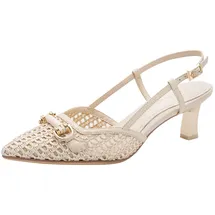 TAMARIS Damen Sling Pump mit Stilettoabsatz, beige, 37 EU