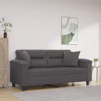 vidaXL 2-Sitzer-Sofa mit Zierkissen Grau 140 cm Kunstleder