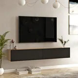 [en.casa] Lapinlahti TV-Lowboard 180 x 29,5 x 31,5 cm Eiche/Schwarz Holz, Spanplatte