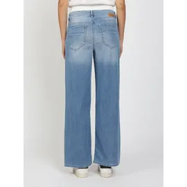 Gang Weite Jeans "94CARA", Damen, Gr. 30, N-Gr, light midblau, Denim/Jeans, Obermaterial: 76% Baumwolle, 15% Polyester, 8% Viskose, 1% Elasthan, weit lang, Jeans, Light Denim mit Doppelbund