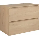 Rodan | Waschbeckunterschrank 80 CM - Eiche Hell - Badmöbel, Badezimmerschränk, Badezimmermöbel, Waschtischunterschrank - Hellbraun