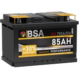 BSA Autobatterie 85Ah 12V 790A/EN +30% mehr Startkraft Starterbatterie Batterie ersetzt 70Ah 72Ah 74Ah 75Ah 77Ah 80Ah