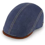 Fiebig Flat Cap Brighton Leinen, Schiebermütze mit Kontrastnähten, Made in Italy blau 59/L
