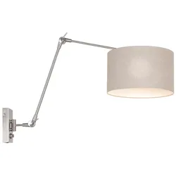 Wandlampe Schlafzimmerleuchte Gelenkleuchte verstellbar Stahl Textil grau Kabel