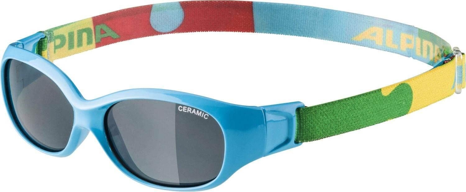 ALPINA FLEXXY KIDS - Flexible und Bruchsichere Sonnenbrille Mit 100% UV-Schutz Für Kinder, cyan-puzzle gloss, One Size