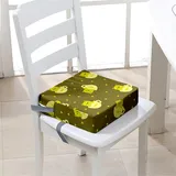 Surwin Rutschfeste Sitzerhöhung Stuhl Kind Sitzkissen Stuhl mit Sicherheits Schnalle, Sitzkissen Kinder Tragbare Sitzerhöhung Waschbar Zerlegbar Baby Sitzhilfe, Katzendruck (Stern,40x40x10cm)