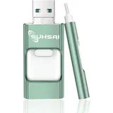 SUHSAI 4-in-1 USB Stick 256GB, USB 3.0 Stick, Speicherstick, Hochgeschwindigkeits-Pen-Laufwerk, Thumb Drive, Photo Stick Speed-Laufwerk für PC, Laptop, iPad, Android, Tablet (Grün)