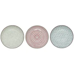 Bloomingville Patrizia Teller, 3er, Steingut, Ø 20 cm, 3 verschiedene Farben