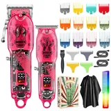 ZEUOPQ Elektrorasierer Haarschneidemaschine Set, Profi Haarschneider Herren rosa, Styling Set, Wasserdicht mit Rasierlatz rosa