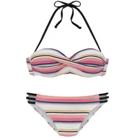 VENICE BEACH Bügel-Bandeau-Bikini Damen creme-rosa Gr.38 Cup A