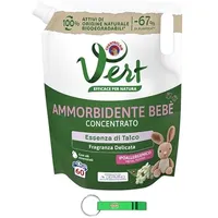8x CHANTECLAIR VERT Konzentrierter Weichspüler Kind Ammorbidente Concentrato Bebè Talkum- Weichspüler für Kind Kleidung - 60 Wäschen 1200ml Beutel + Beni Culinari Kostenloser Schlüsselanhänger