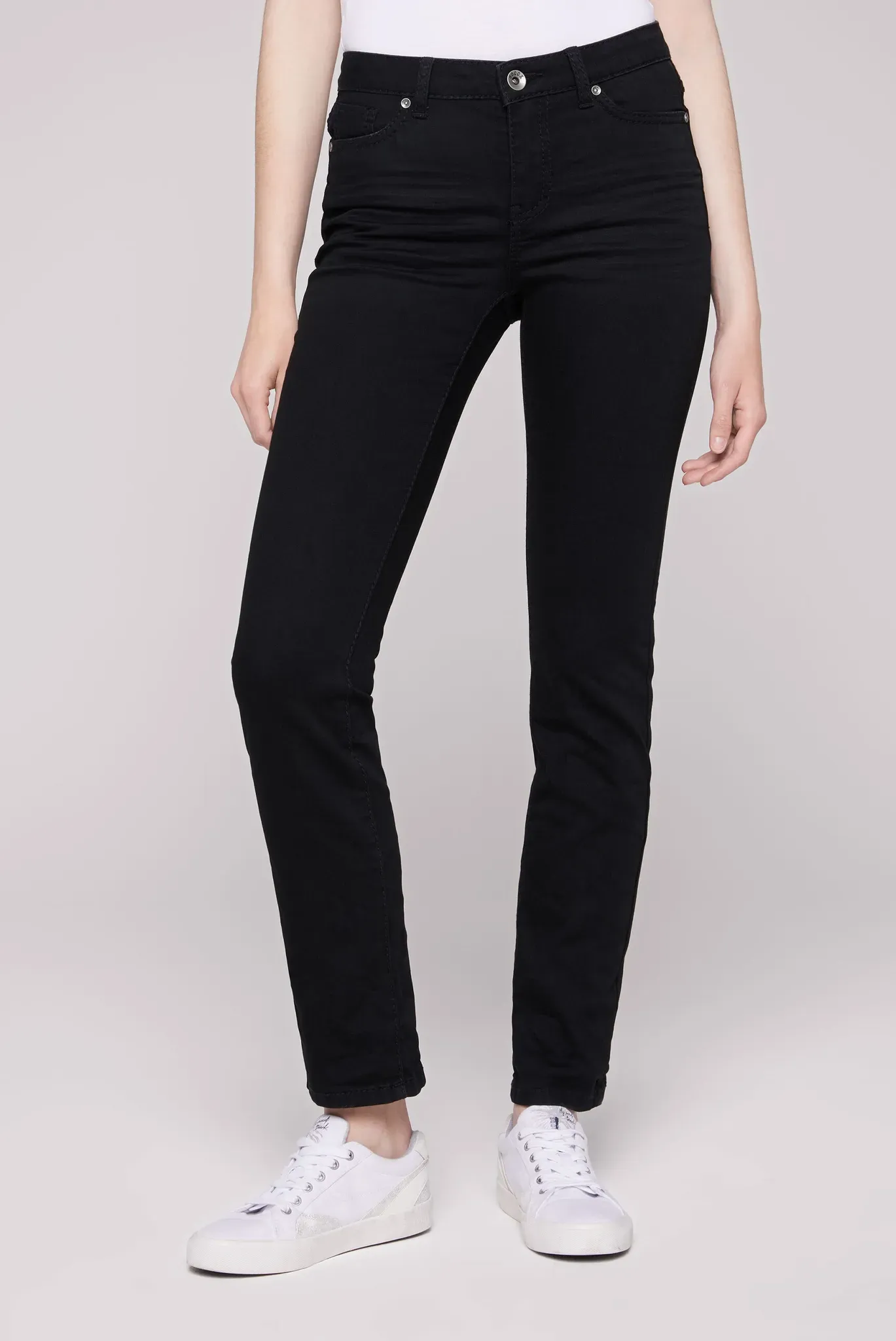 Regular-fit-Jeans SOCCX Gr. 34, Länge 34, schwarz Damen Jeans