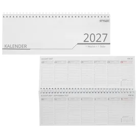 Stylex Schreibtischquerkalender 2026 Weiß