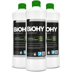 BiOHY Scheuermilch, Scheuermittel, Reiniger für Küche und Bad, Reinigungsmilch 3er Pack (3 x 1 Liter Flasche)