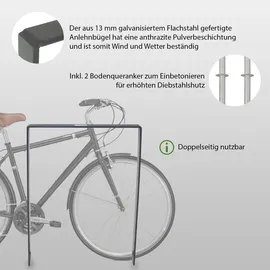 Trutzholm Fahrradständer Fahrradanlehnbügel 115 x 76 cm Flachstahl 13 mm Anthrazit
