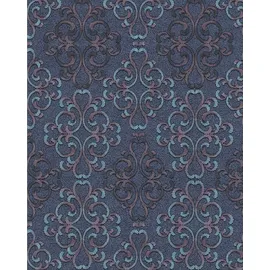 EDEM Barock Tapete 0,53 m x 10 m 5,33 m2 Blau/Türkis/Lila 85037BR32