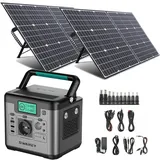 SWAREY S500 Pro mit 2x 100W Solarpanel, 518Wh Tragbare Solarspeicher Powerstation 500W (1000W Surge) für Autoreisen, Netzunabhängig, Stromausfälle