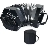 Konzertinas, Akkordeon mit 20 Tasten, für Erwachsene, professionelles Akkordeon für Anfänger, verstellbare Handschlaufe, Musikinstrument-Zubehör mit Tragetasche, Mundharmonika, Reinigungstuch (schwarz