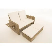 CLP Polyrattan Sofa Ancona 5mm natura/cremeweiß