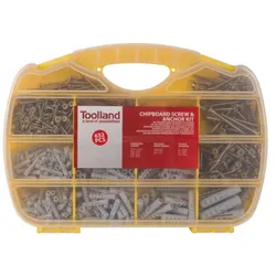 Toolland Dübel- und Spanplattenschrauben-Set, 632-tlg. verschiedene Größen