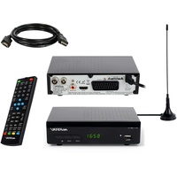 Sky Vision Vantage VT-92 DVB-T/T2 Reciever, Empfang Aller freien SD und HD DVB-T2 Sender, Digital, Full-HD 1080p, HDMI, SCART, Mediaplayer, USB 2.0, 2m HDMI Kabel, Passive DVB-T2 Antenne mit Magnetfuß