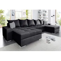 Collection AB Wohnlandschaft COLLECTION AB "Josy XXL U-Form, B: 333 cm, mit 2 Recamieren 77 & 97 cm", anthrazit, B:333cm H:84cm T:161cm, 100% Polyester, Sofas, Wohnlandschaft, Bettfunktion, Bettkasten & 2 Zierkissen, Federkern