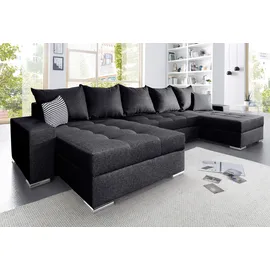 Collection AB Wohnlandschaft COLLECTION AB "Josy XXL U-Form, B: 333 cm, mit 2 Recamieren 77 & 97 cm", anthrazit, B:333cm H:84cm T:161cm, 100% Polyester, Sofas, Wohnlandschaft, Bettfunktion, Bettkasten & 2 Zierkissen, Federkern
