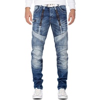 Cipo & Baxx 5-Pocket-Jeans Biker Hose BA-CD576 mit senkrecht verlaufenden Zippern blau 30