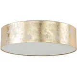 Beliani Deckenlampe RENA Gold Stoffschirm rund flach ø45 cm Trommelform Moderne - Gold