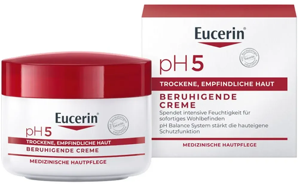 Eucerin pH5 Creme – Beruhigende Hautpflege für strapazierte Haut, spendet 24h intensive Feuchtigkeit