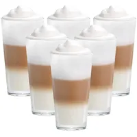 Vitrea 6er Set Latte Macchiato/Kaffee-Gläser - 350ml, 6 Glas Trinkhalme, 1 Bürste, Stapelbar (6Stacky 350ml)