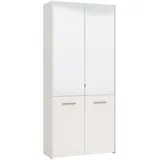 Schuhschrank INOSIGN "Menorca Schuhkommode, Lagerschrank, Schuhregal, Breite 90 cm", weiß (weiß hochglanz folie), B:89,5cm H:199cm T:37,5cm, Spanplatte, Glas, Kunststoff, Metall, Schränke, mit vier Türen, in modernen und eleganten Farben, mit zwei Spiegeln