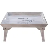 elbmöbel Betttablett Holz 48x33x25cm Serviertablett für Frühstück im Bett für 2 mit klappbaren Beinen Tabletttisch und Sofatisch Beistelltisch mit Tablett Natu (Home)