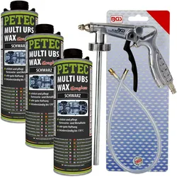 3x 1l Petec Unterbodenschutz Multi Ubs Wax Saugdose Schwarz + Bgs Ubs Pistole: Petec.: 73420 Bgs .: 3203